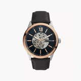 Fossil 48mm Flynn Automatic Black Leather Watch