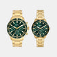 Bannon Couple Quartz Green Dial Multi-Function Stainless Steel Watch BQ2754SET