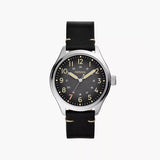 Fossil Easton Three-Hand Black Leather Watch