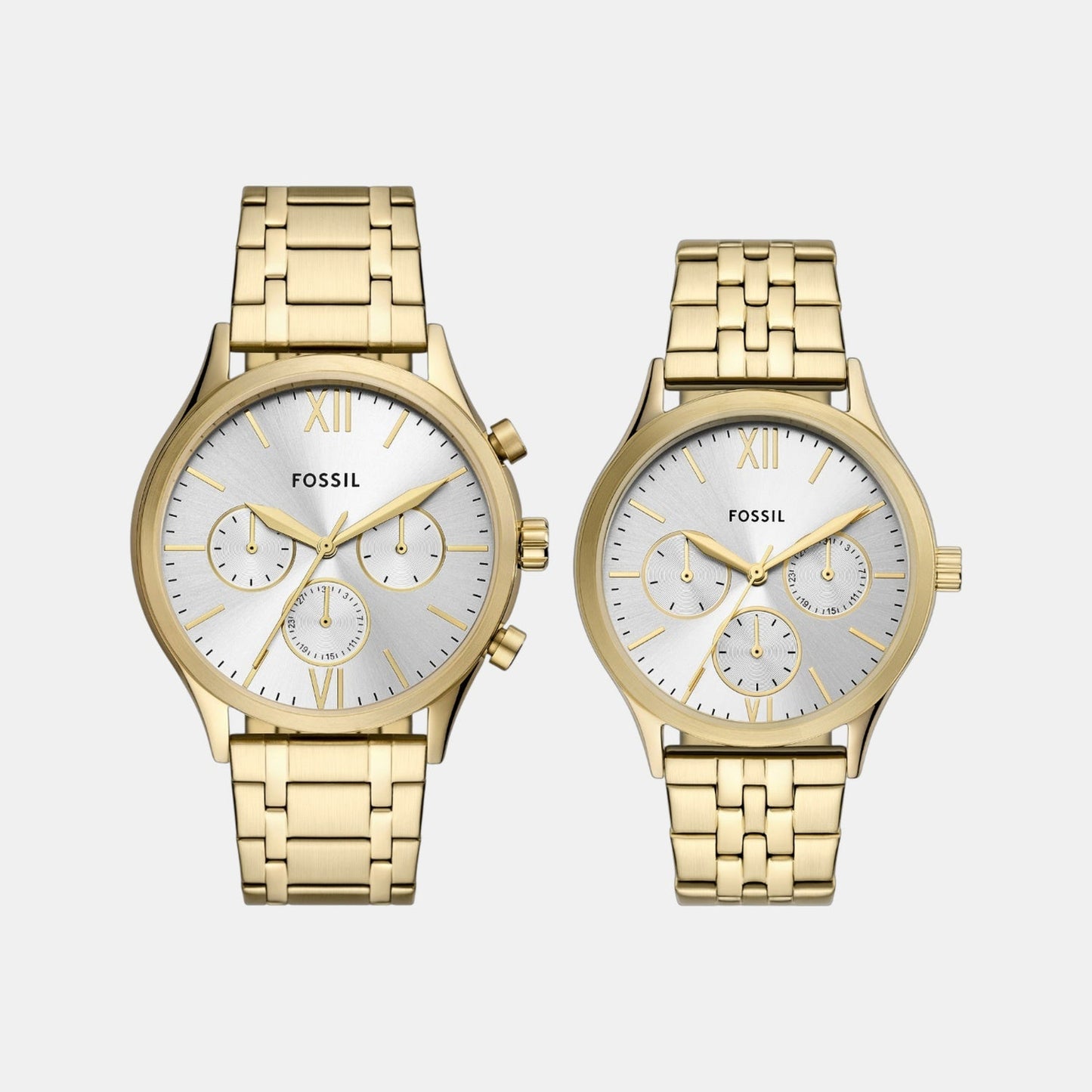 Fenmore Couple Quartz Silver Dial Multi-Function Stainless Steel Watch BQ2899SET