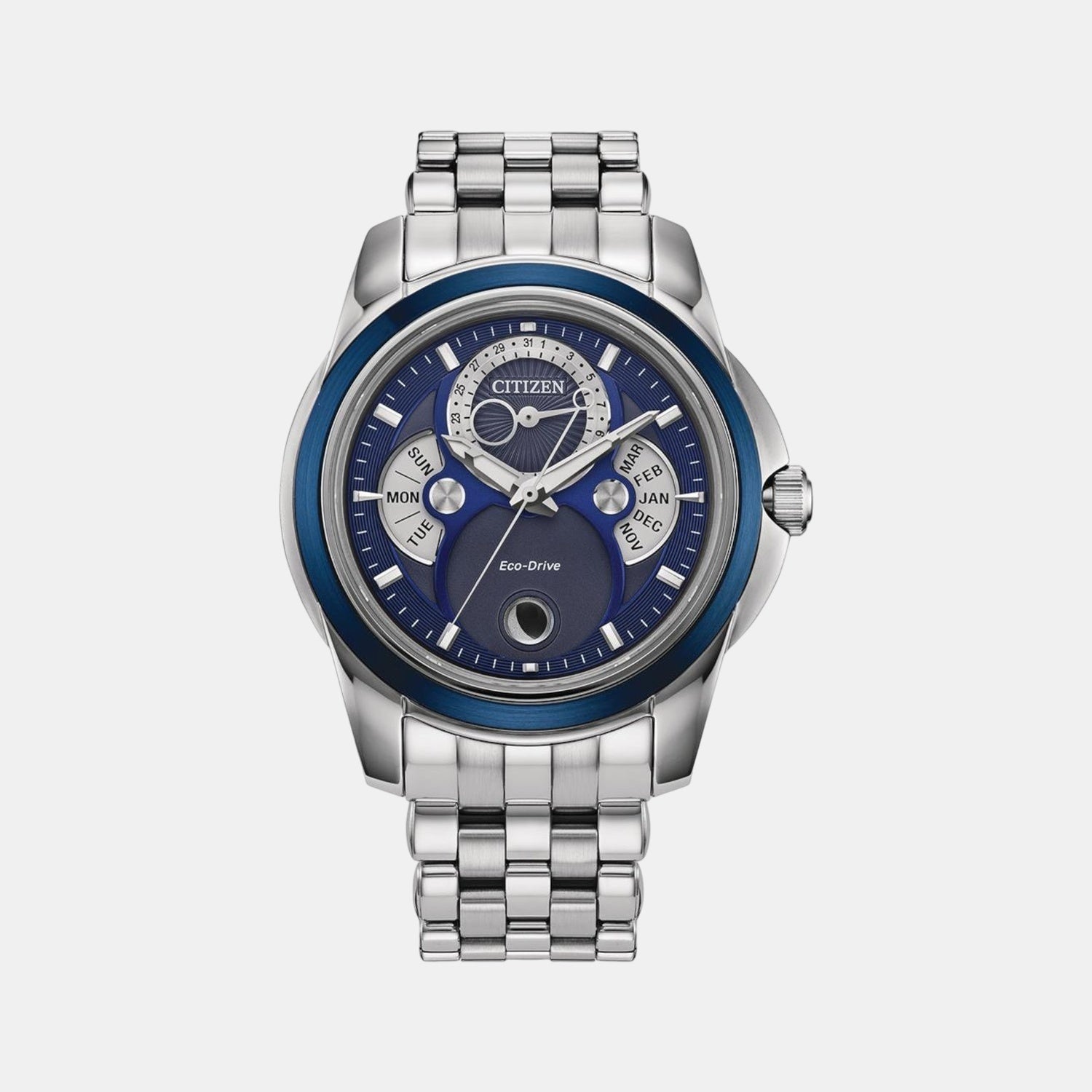 Calendrier Men Quartz Blue Dial Analog Stainless Steel Watch BU0088-51H