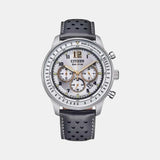 Eco-Drive Men Quartz Grey Dial Chronograph Leather Watch CA4500-24H