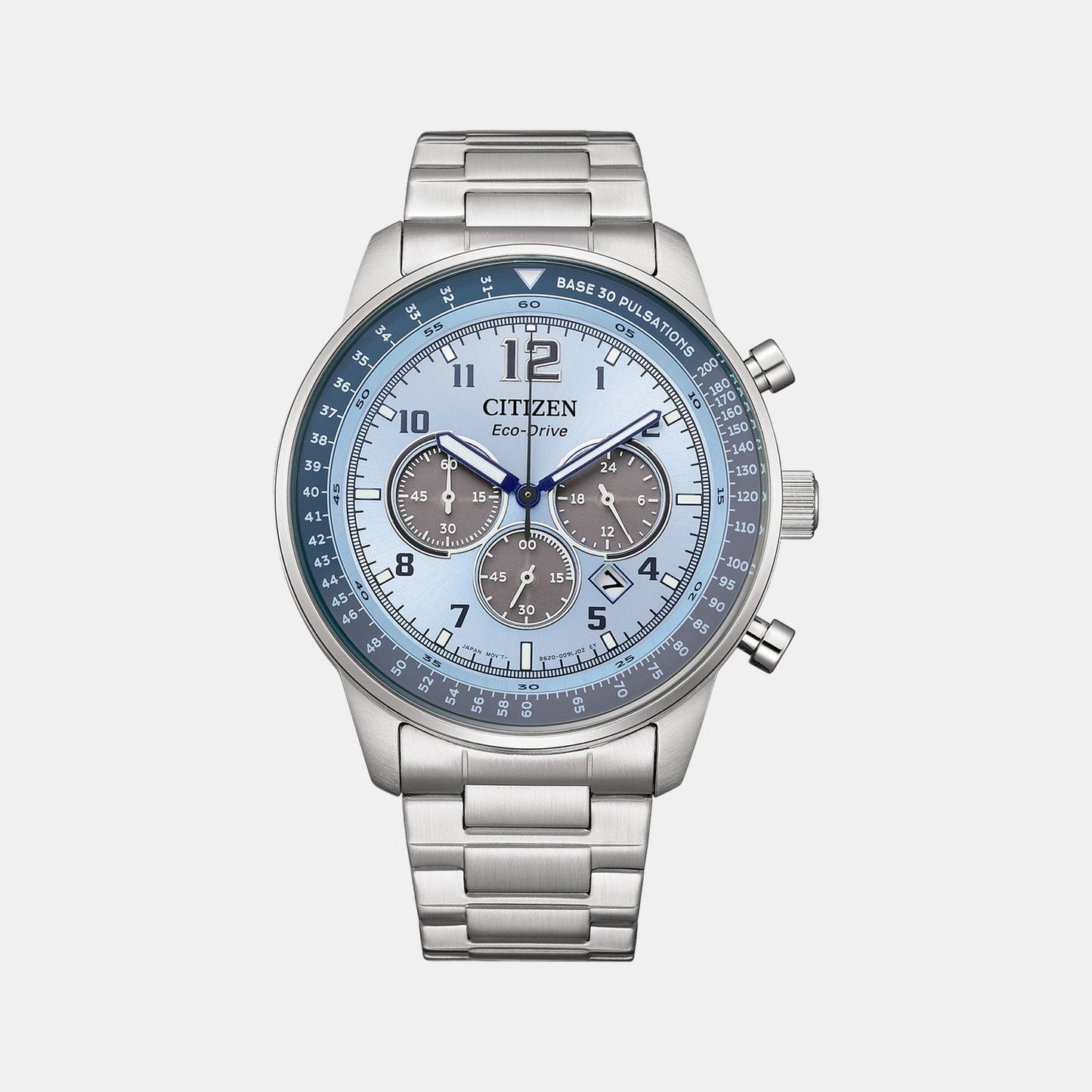 Eco-Drive Men Quartz Blue Dial Chronograph Stainless Steel Watch CA4500-83M