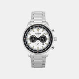 Eco-Drive Men Quartz White Dial Chronograph Stainless Steel Watch CA4500-91A