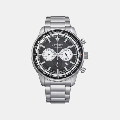 Eco-Drive Men Quartz Black Dial Chronograph Stainless Steel Watch CA4500-91E