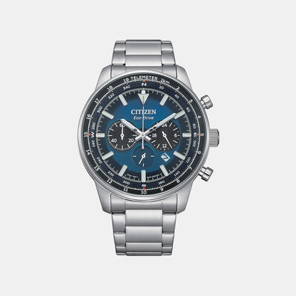 Eco-Drive Men Quartz Blue Dial Chronograph Stainless Steel Watch CA4500-91L