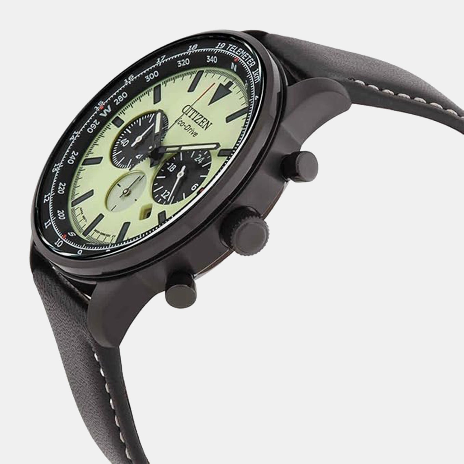 Men Quartz Green Dial Chronograph Leather Watch CA4505-21X