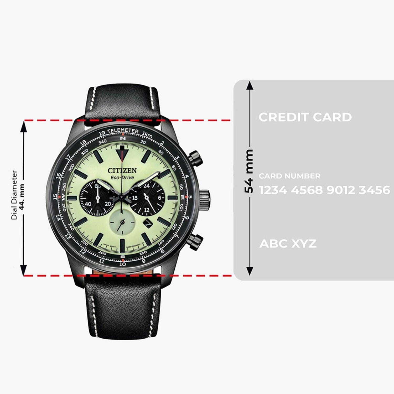 Men Quartz Green Dial Chronograph Leather Watch CA4505-21X