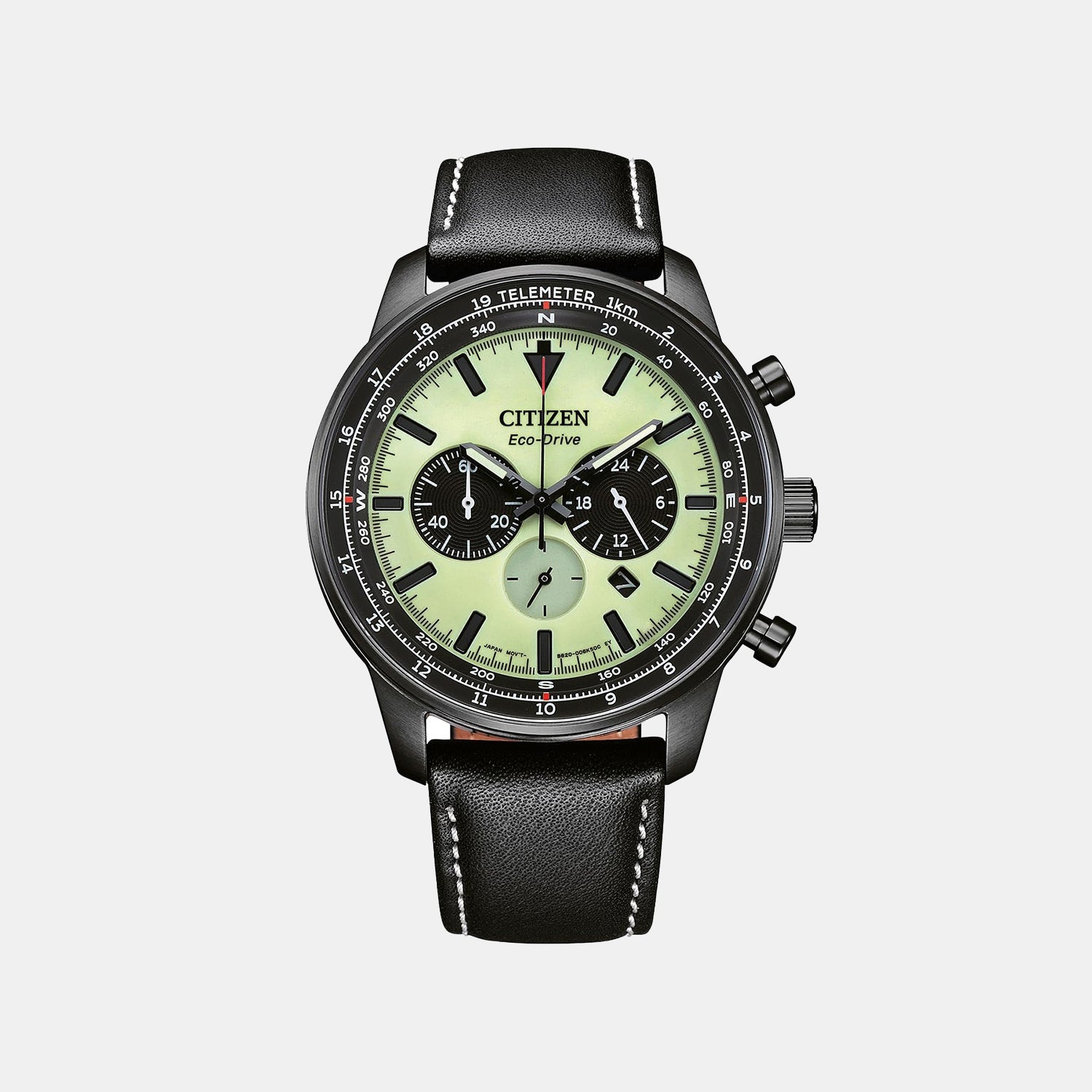 Men Quartz Green Dial Chronograph Leather Watch CA4505-21X