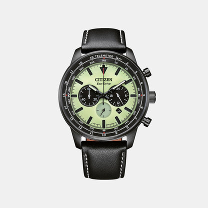 Men Quartz Green Dial Chronograph Leather Watch CA4505-21X
