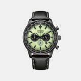 Men Quartz Green Dial Chronograph Leather Watch CA4505-21X