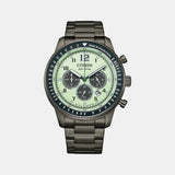 Eco-Drive Men Quartz Green Dial Chronograph Stainless Steel Watch CA4507-84X