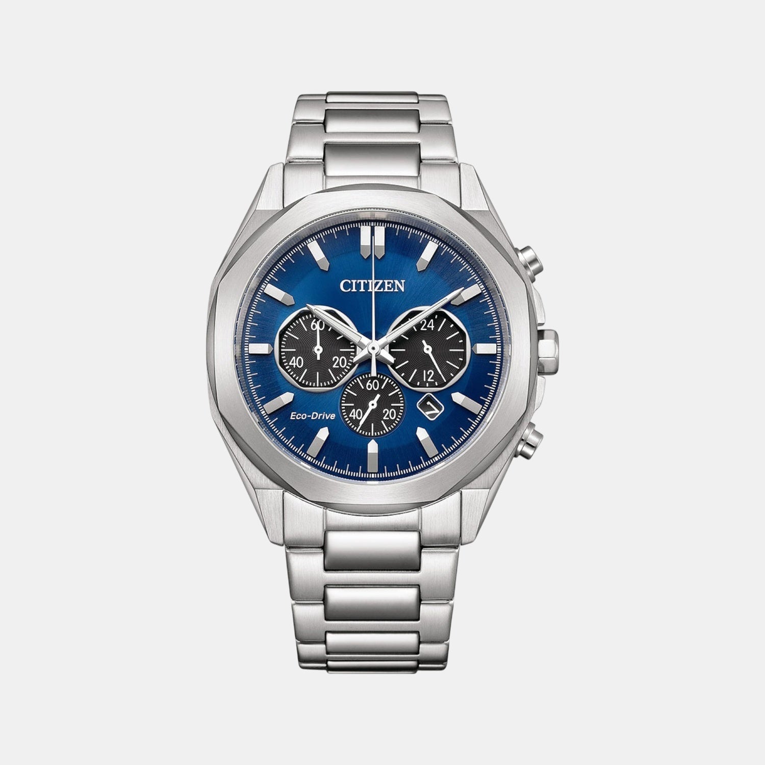 Eco-Drive Men Quartz Blue Dial Chronograph Stainless Steel Watch CA4590-81L
