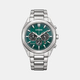 Eco-Drive Men Quartz Green Dial Chronograph Stainless Steel Watch CA4590-81X