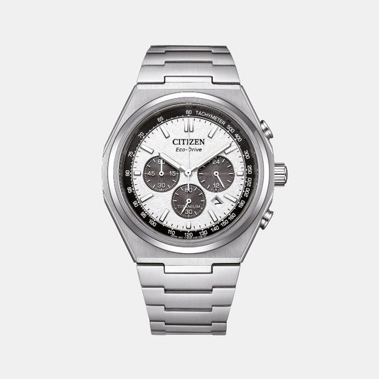 Zenshin Men Quartz White Dial Chronograph Titanium Watch CA4610-85A