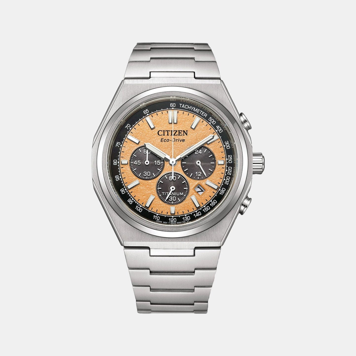Zenshin Men Quartz Orange Dial Chronograph Titanium Watch CA4610-85Z