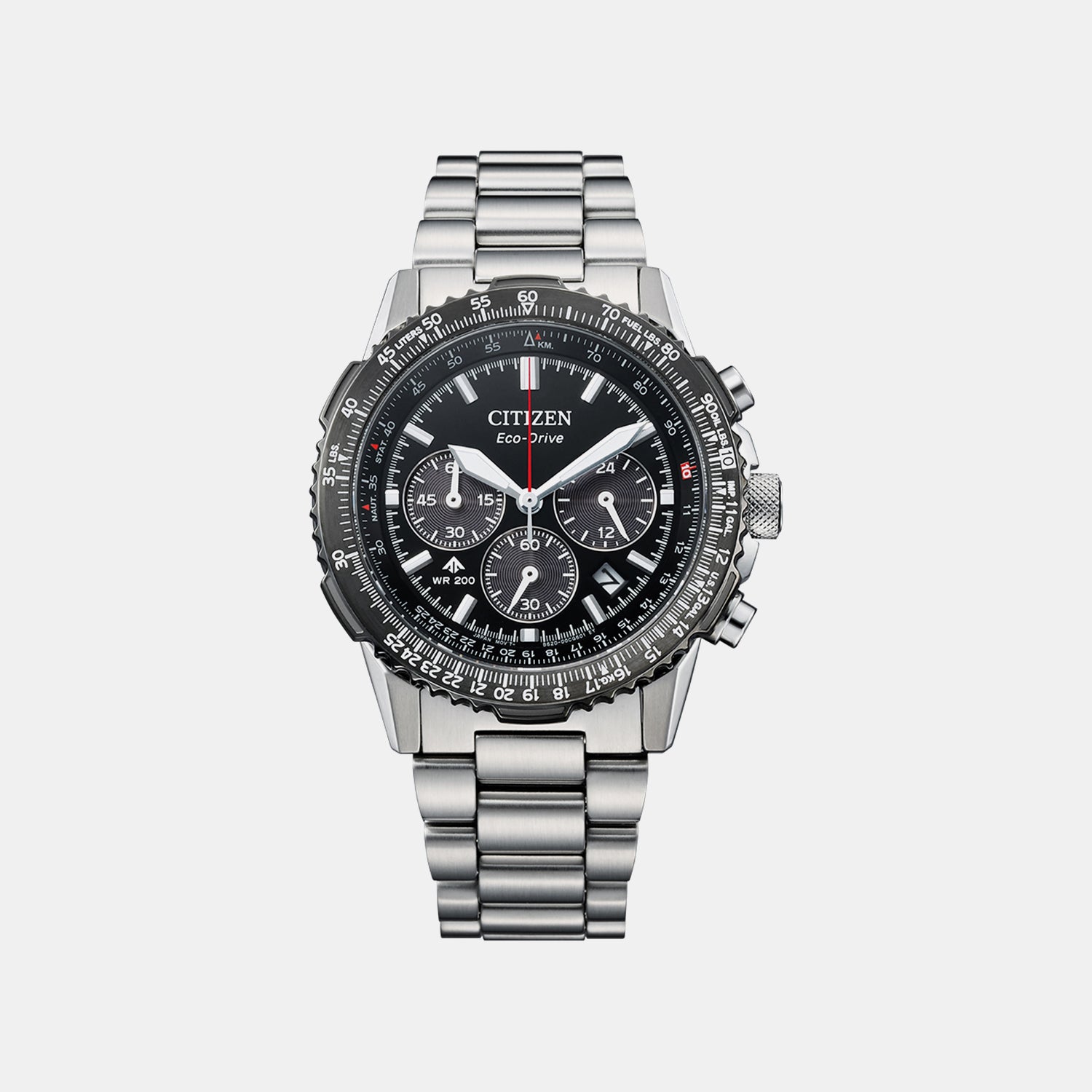Eco-Drive Men Quartz Black Dial Chronograph Stainless Steel Watch CA4664-60E