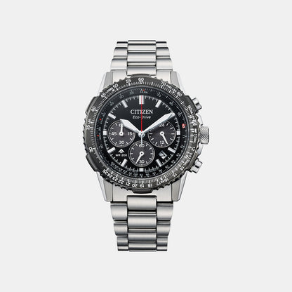 Eco-Drive Men Quartz Black Dial Chronograph Stainless Steel Watch CA4664-60E
