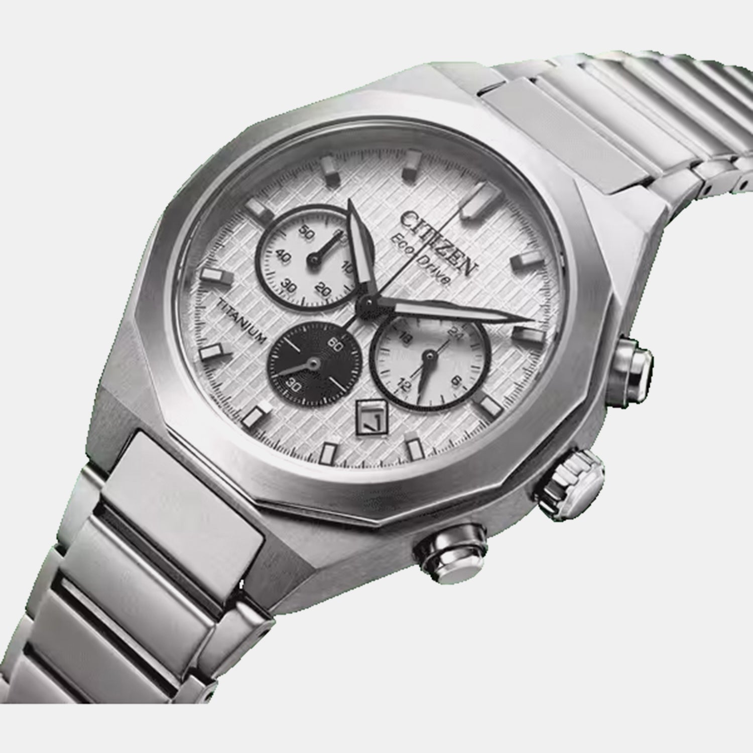 Zenshin Men Quartz Silver Dial Chronograph Titanium Watch CA4690-51A