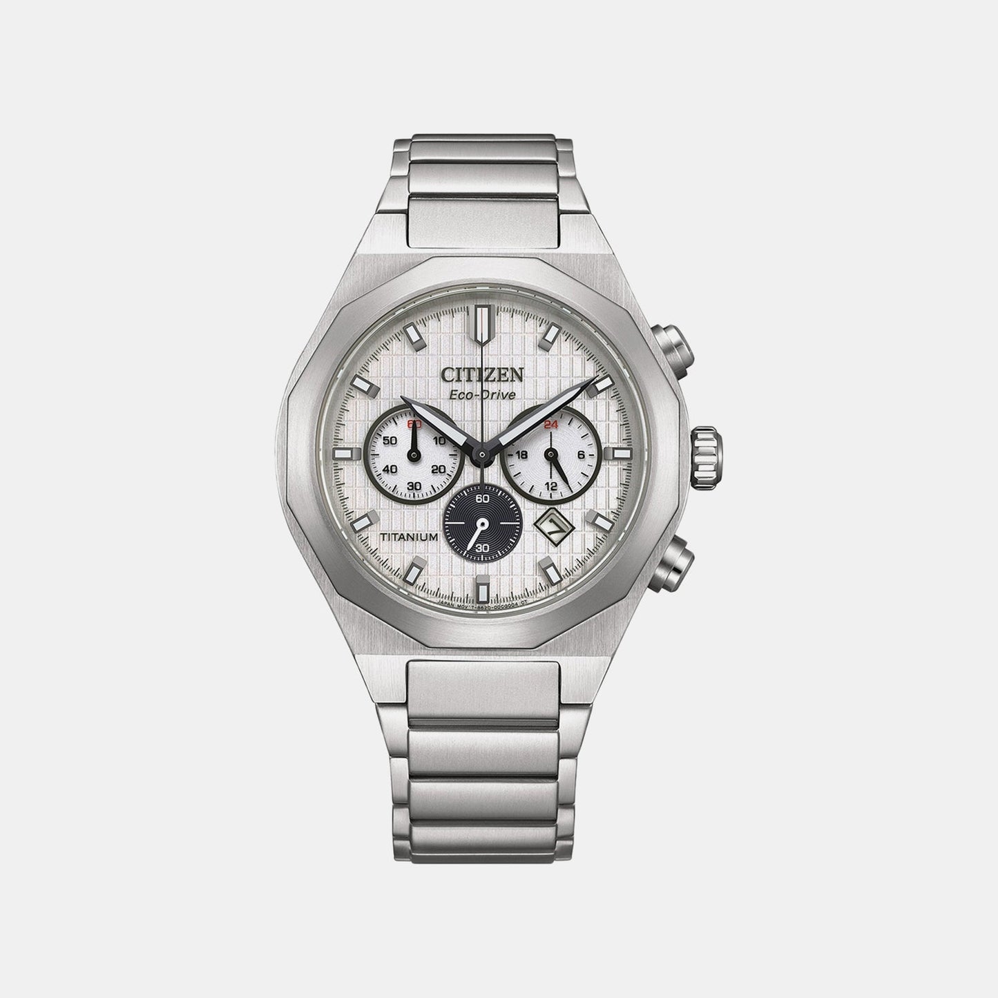 Zenshin Men Quartz Silver Dial Chronograph Titanium Watch CA4690-51A