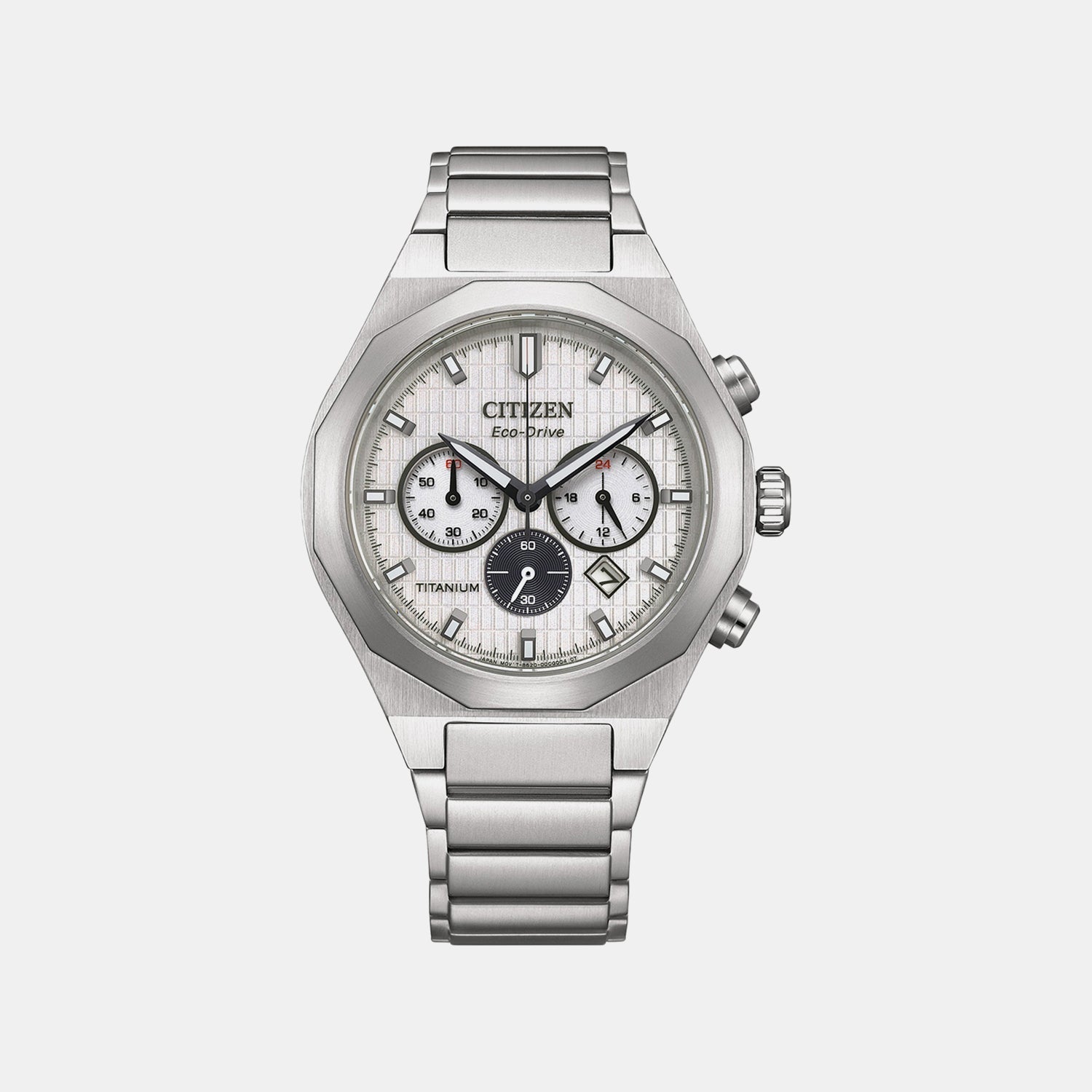 Zenshin Men Quartz Silver Dial Chronograph Titanium Watch CA4690-51A