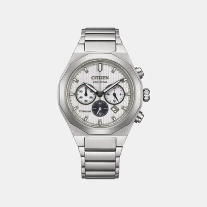 Zenshin Men Quartz Silver Dial Chronograph Titanium Watch CA4690-51A