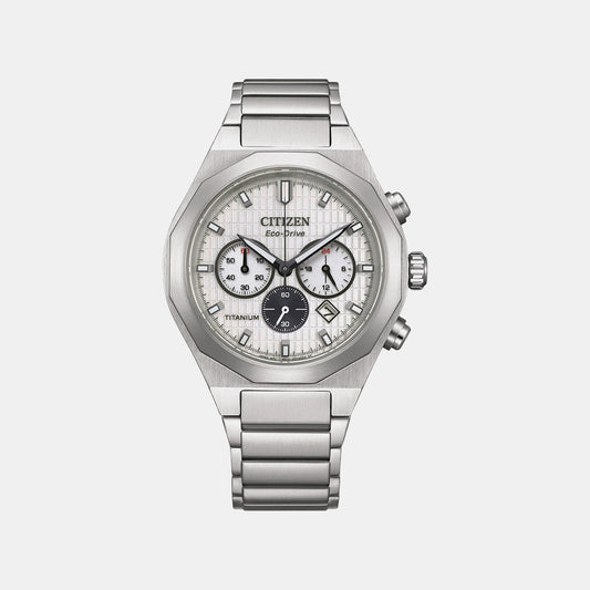 Zenshin Men Quartz Silver Dial Chronograph Titanium Watch CA4690-51A