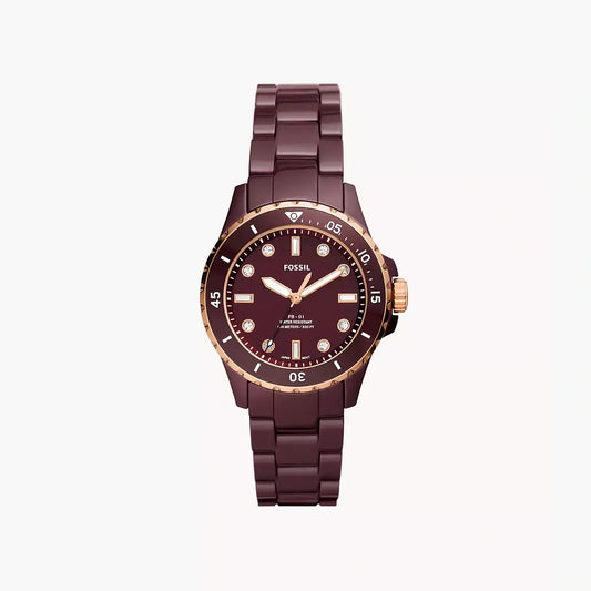 Fossil FB-01 Three-Hand Brown Ceramic Watch