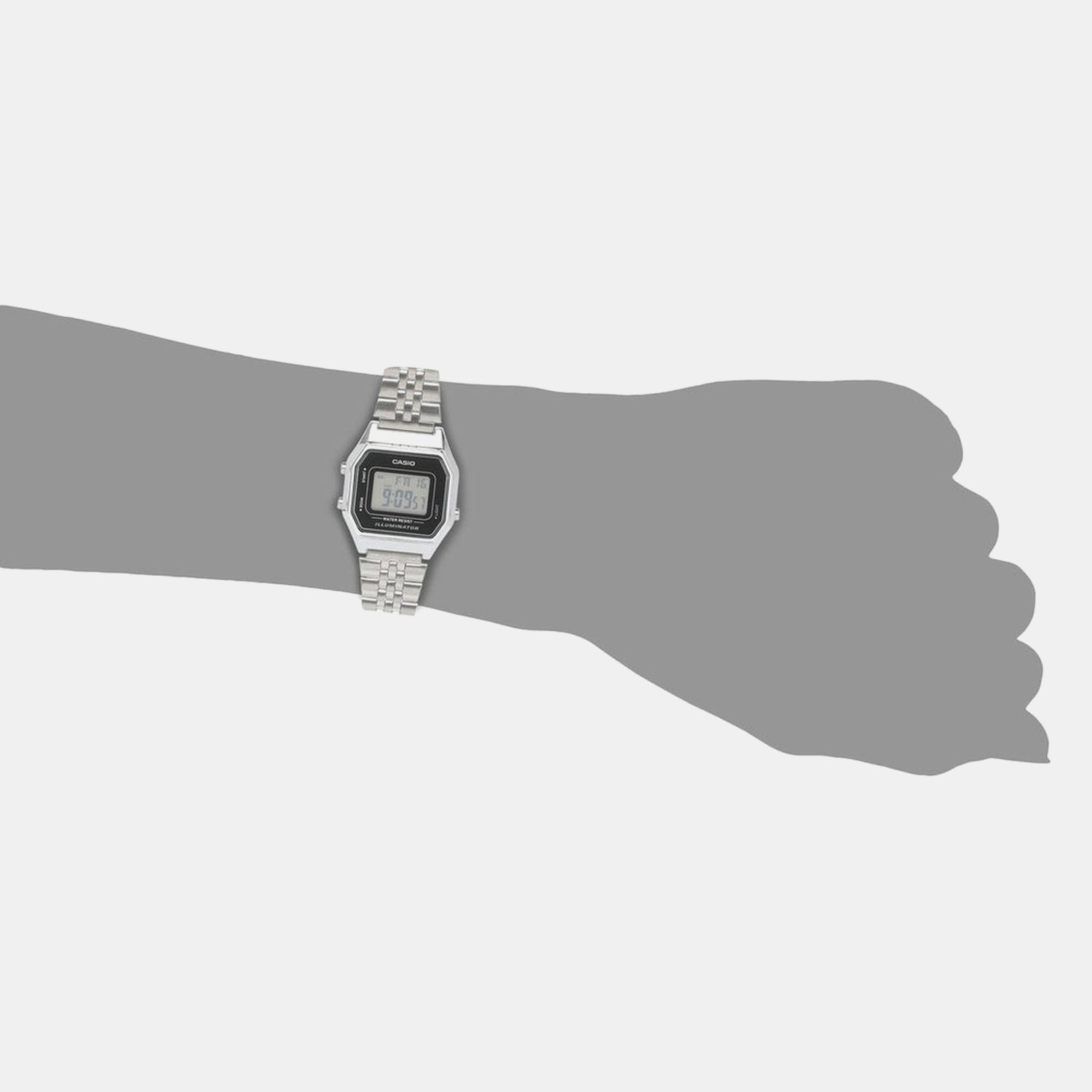 Vintage Unisex Quartz Black Dial Digital Stainless Steel Watch D125
