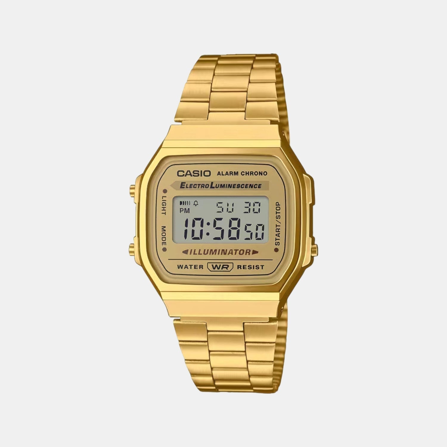 Vintage Unisex Quartz Gold Dial Digital Stainless Steel Watch D169