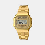 Vintage Unisex Quartz Gold Dial Digital Stainless Steel Watch D169