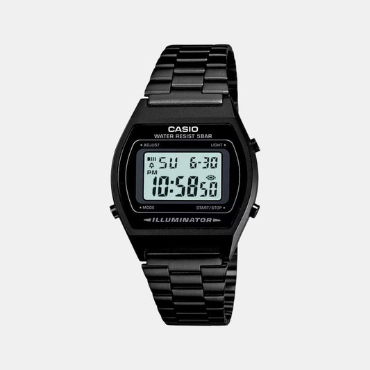 Vintage  Unisex Quartz Black Dial Digital Stainless Steel Watch D180