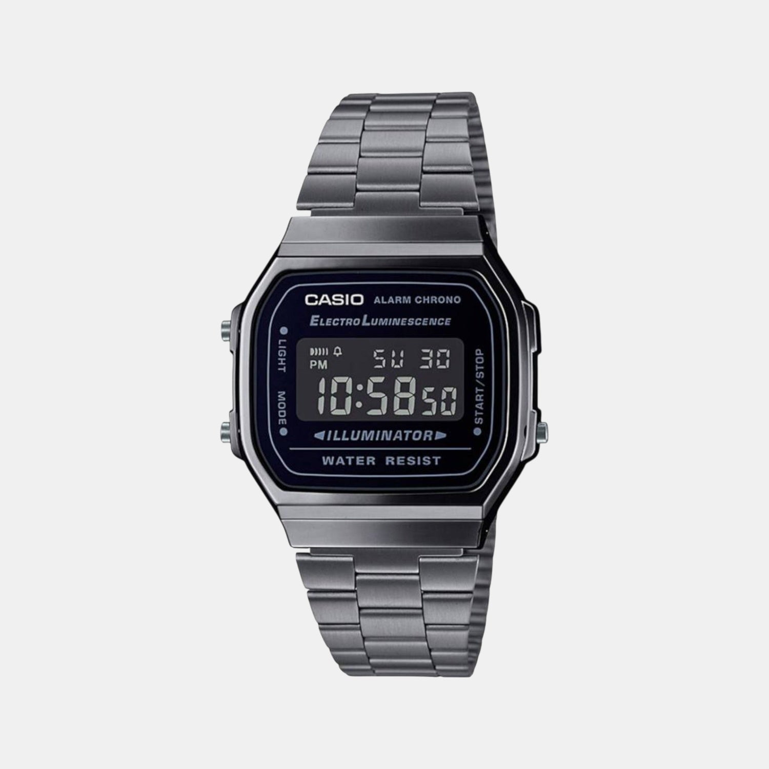Vintage Unisex Quartz Black Dial Digital Stainless Steel Watch D182