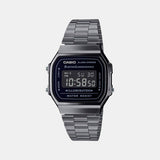 Vintage Unisex Quartz Black Dial Digital Stainless Steel Watch D182
