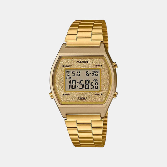 Vintage  Unisex Quartz Gold Dial Digital Stainless Steel Watch D188