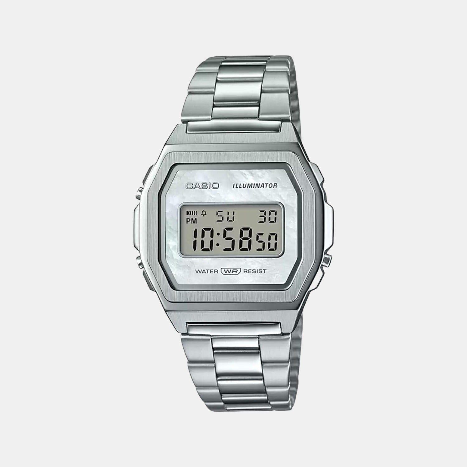 Vintage  Unisex Quartz Silver Dial Digital Stainless Steel Watch D193 - Casio watch