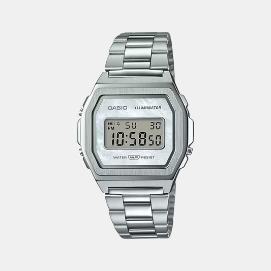 Vintage  Unisex Quartz Silver Dial Digital Stainless Steel Watch D193 - Casio watch