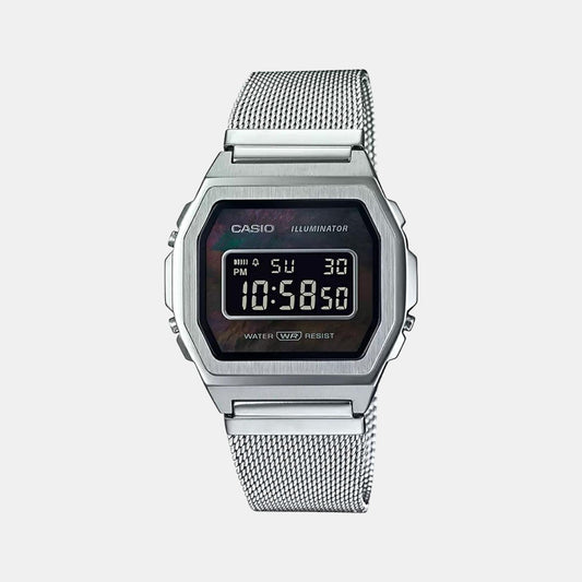 Vintage  Unisex Quartz Black Dial Digital Stainless Steel Watch D194 - Casio watch