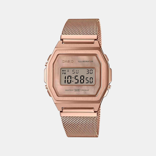 Vintage Unisex Quartz Rose Gold Dial Digital Stainless Steel Watch D196 - Casio watch
