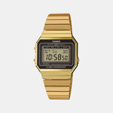 Vintage  Unisex Quartz Gold Dial Digital Stainless Steel Watch D198 - Casio watch