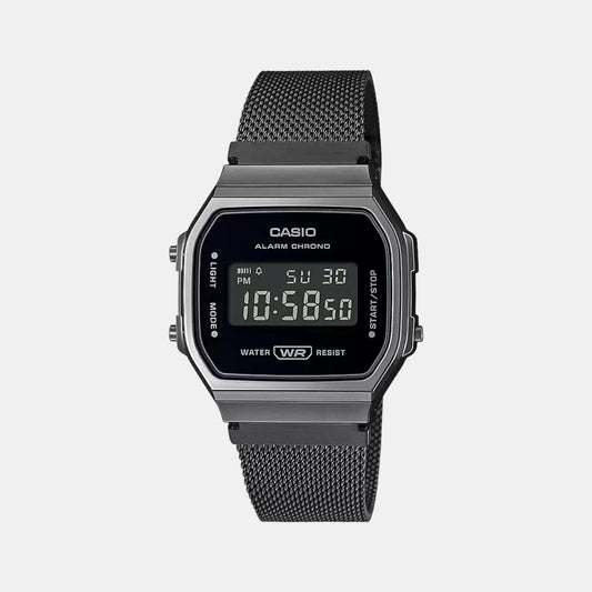 Vintage Unisex Quartz Black Dial Digital Stainless Steel Watch D259
