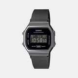 Vintage Unisex Quartz Black Dial Digital Stainless Steel Watch D259