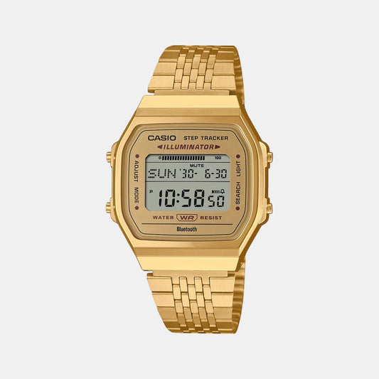 Vintage Unisex Quartz Gold Dial Digital Stainless Steel Watch D368 - Casio watch