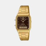 Vintage Unisex Quartz Brown Dial Analog-Digital Stainless Steel Watch D369