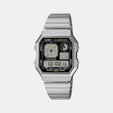 Vintage Unisex Quartz Black Dial Digital Stainless Steel Watch D388