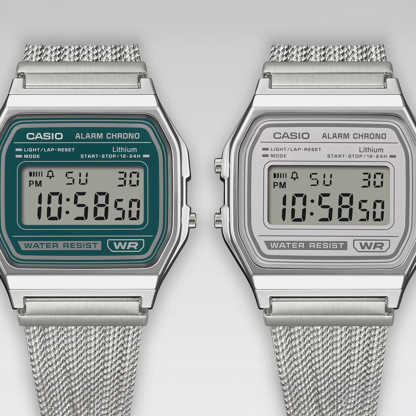 Unisex Quartz Green Dial Digital Stainless Steel Watch D413
