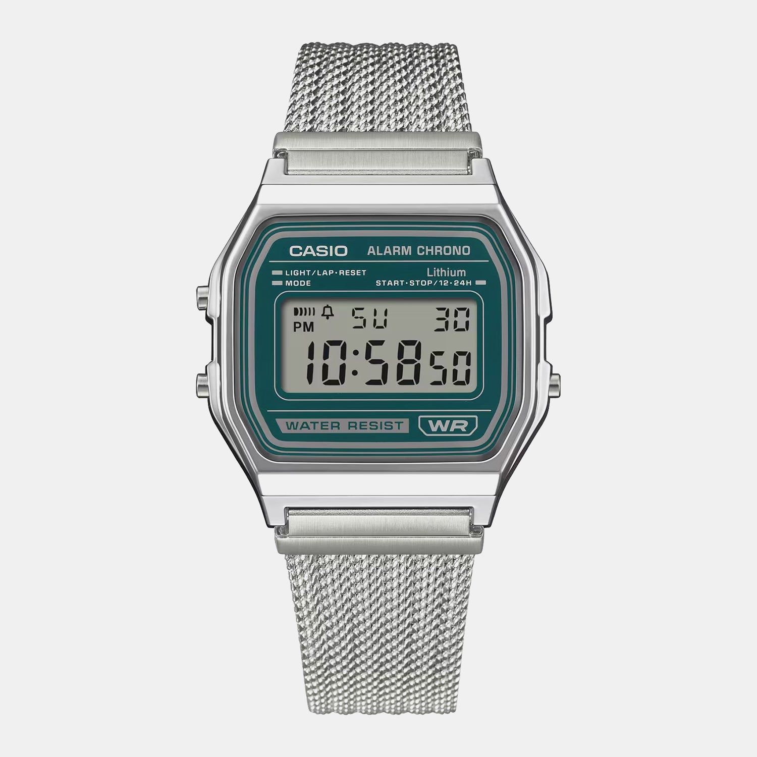Unisex Quartz Green Dial Digital Stainless Steel Watch D413