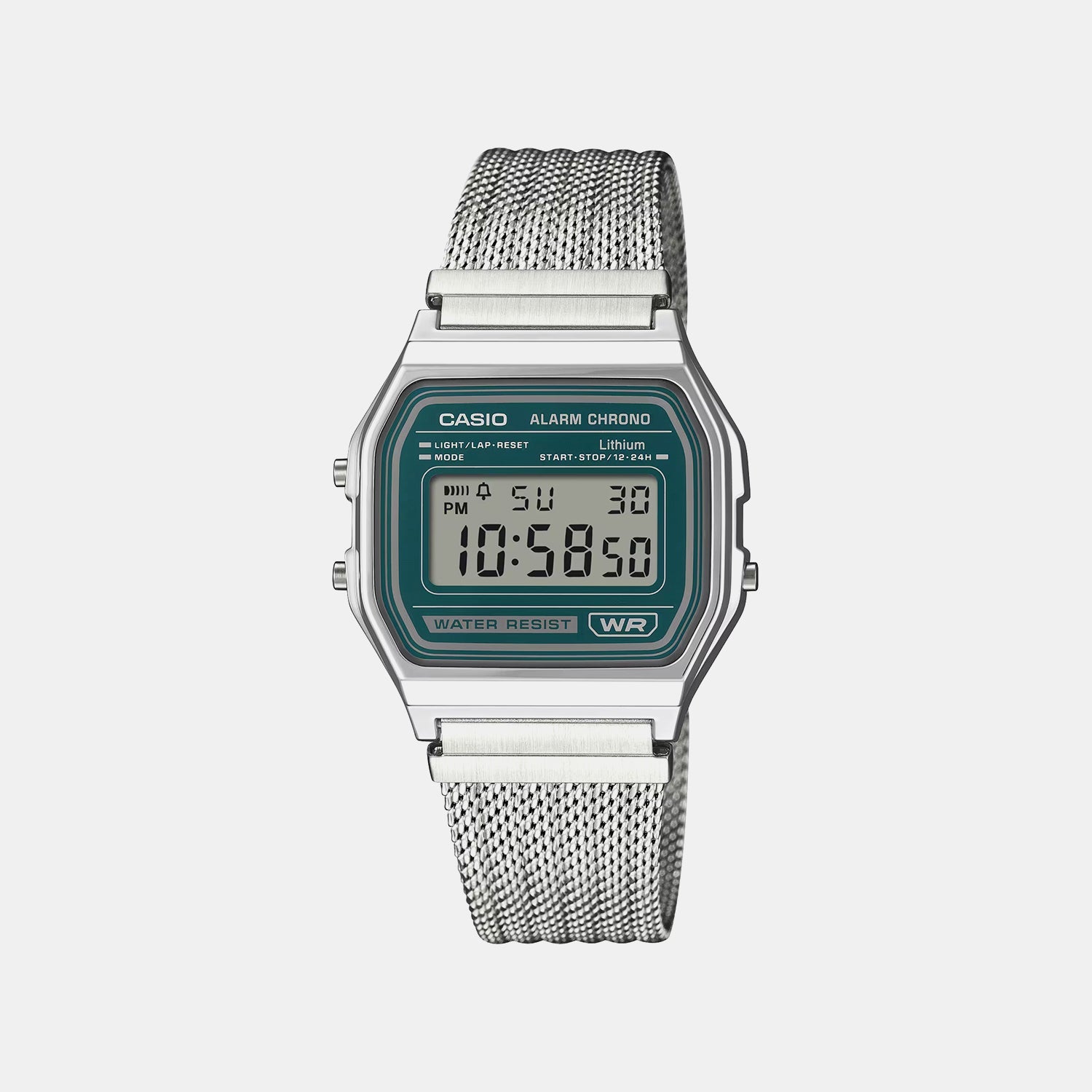 Unisex Quartz Green Dial Digital Stainless Steel Watch D413