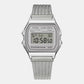 Vintage Unisex Quartz Grey Dial Digital Stainless Steel Watch D414
