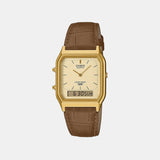 Classics Men Quartz White Dial Analog-Digital Leather Watch D415